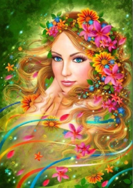 Bloemen Vrouw Diamond Painting full