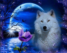 Wolf maan Diamond Painting