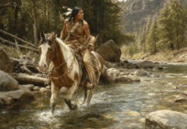 Indiaan op paard Diamond Painting