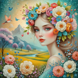 Bloemen Vrouw Diamond Painting