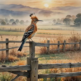 Hop vogel op hek Diamond Painting