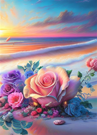 Roos aan zee Diamond Painting