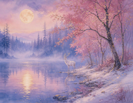 Hert bij een meer Diamond Painting