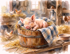 Biggetje slaapt Diamond Painting