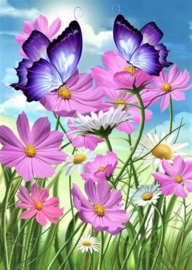 Bloemen Vlinders Diamond Painting full