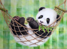 Panda in hangmat Diamond Painting