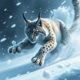 Lynx in de aanval Diamond Painting