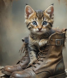 Kitten in laars Diamond Painting