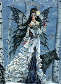 Fee met zwarte wolf Diamond Painting