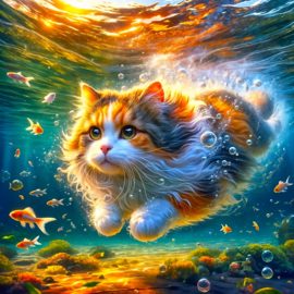 Kat duikt Diamond Painting