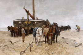 Mauve Bomschuit op het strand Diamond Painting
