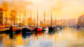 Boten in de haven Diamond Painting