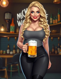 Dame met bier Diamond Painting