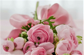 Bloemen Roze Diamond Painting full