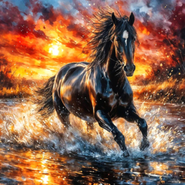 Zwart paard Diamond Painting