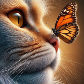 Kat met vlinder Diamond Painting