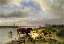 Mauve Koeien rivier Diamond Painting full