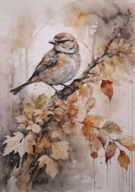Vogeltje op tak Diamond Painting