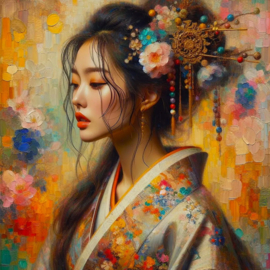 Japanse dame Diamond Painting