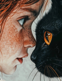 Kat met meisje  Diamond Painting