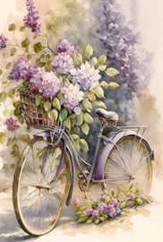 Fiets met bloemen Diamond Painting