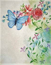 Bloemen Vlinder Diamond Painting full