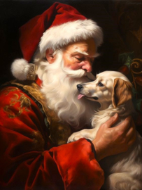 Kerstman met hondje Diamond Painting