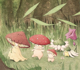 Paddenstoelen optocht Diamond Painting