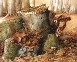 Muizen in het herfst bos Diamond Painting