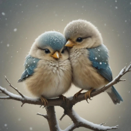 Vogeltjes op tak Diamond Painting