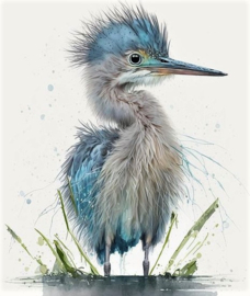 Blauwe Reiger baby Diamond Painting