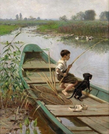 Jongen vist boot Diamond Painting full