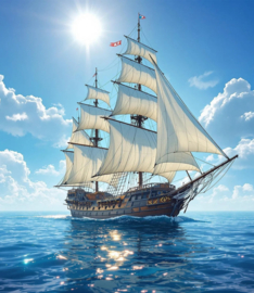 Zeilboot op zee Diamond Painting