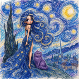 Cartoon sterrennacht Diamond Painting
