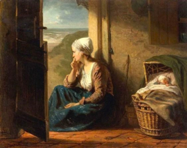 Jozef Israels vissersvrouw met baby Diamond Painting