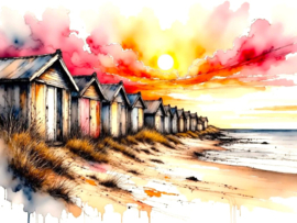Strand huisjes Diamond Painting