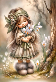 Meisje met bloemen Diamond Painting
