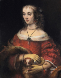 Rembrandt vrouw schoothondje Diamond Painting full