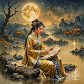 Lezen bij maanlicht Diamond Painting