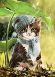 Kat met muts Diamond Painting full
