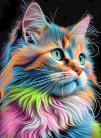 Kat met kleur Diamond Painting
