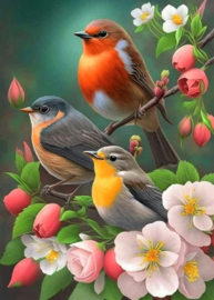 Vogels en bloemen Diamond Painting