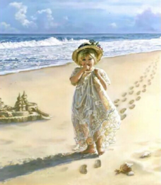 Meisje strand Diamond painting full