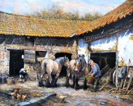 Boer met zijn paarden Diamond Painting