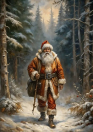 Kerstman in het bos Diamond Painting