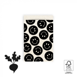 Cadeauzakje - Smiley - zwart - 12 x 19cm - 5 stuks