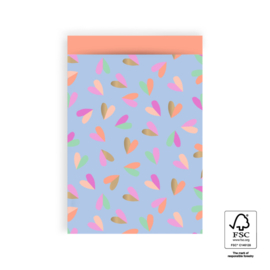 Cadeauzakje - Duo Hearts - blue - 17x25cm - 5 stuks