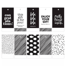 Cadeaulabel - Black & White -  set 5 stuks