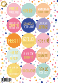 Stickervel -  Confetti Feest - 15 stickers