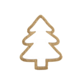 Decoratie - Houten Kerstboompje open/goud 6cm - per 4 stuks